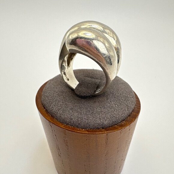 VTG Solid Sterling Silver 925 Puffed Spiral Swirl Design Band Ring Size 7.75 - Picture 5 of 13